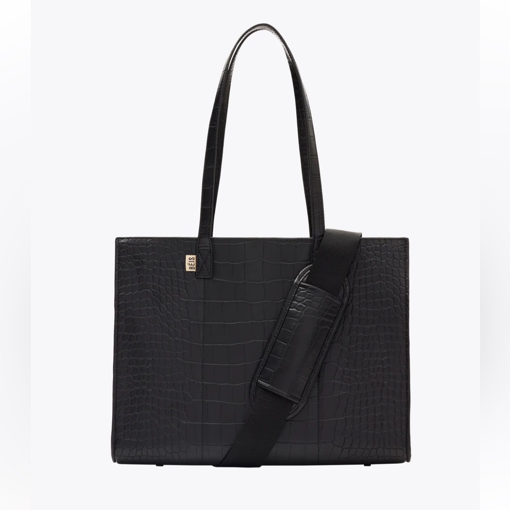 Beis Work Tote Black Croc